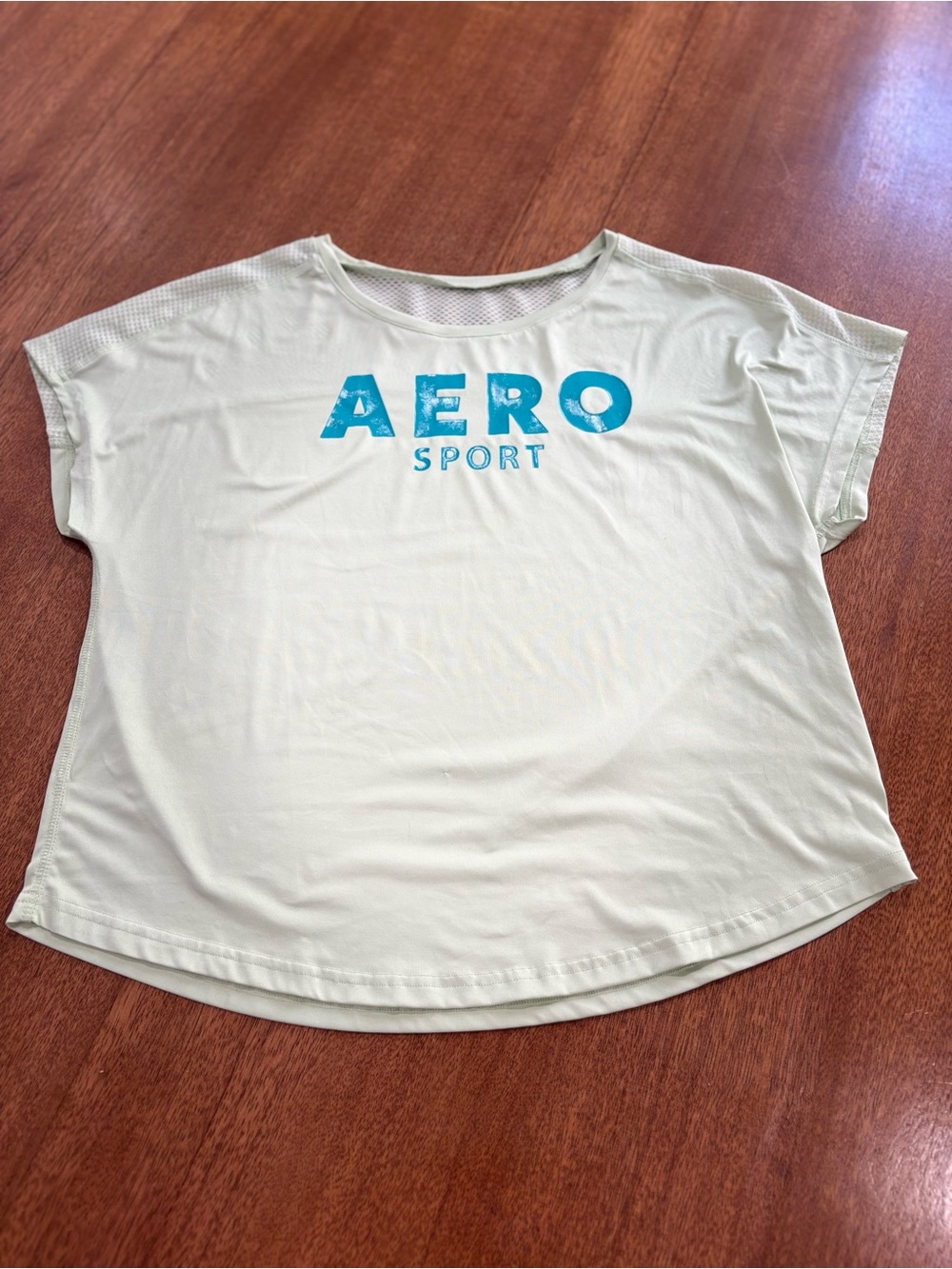 Aero Sport Light Green Tee with Aqua Blue Logo